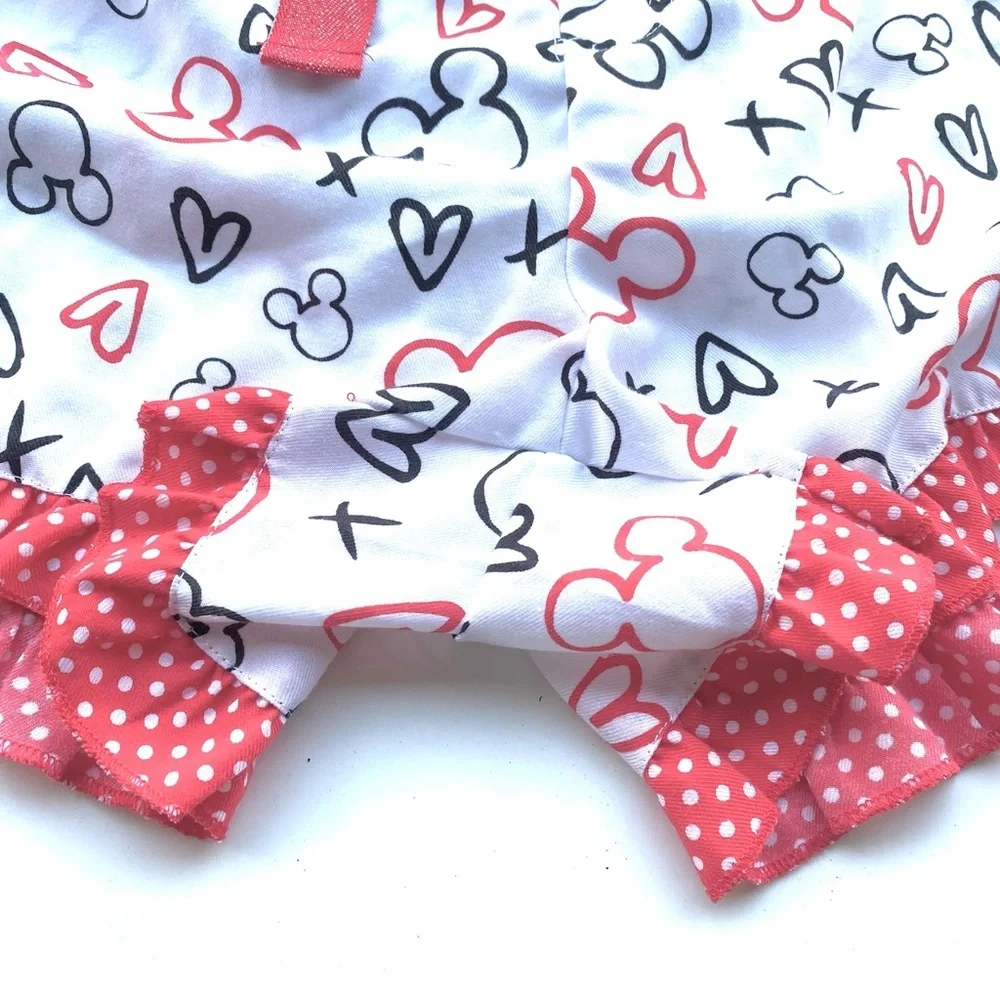 Disney Mickey & Minnie Ruffle Pajama Shorts – Red/White – Size M - Picture 3 of 4